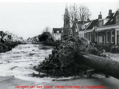 Demping van het oude Winschoterdiep bij Hoogezand-Sappemeer